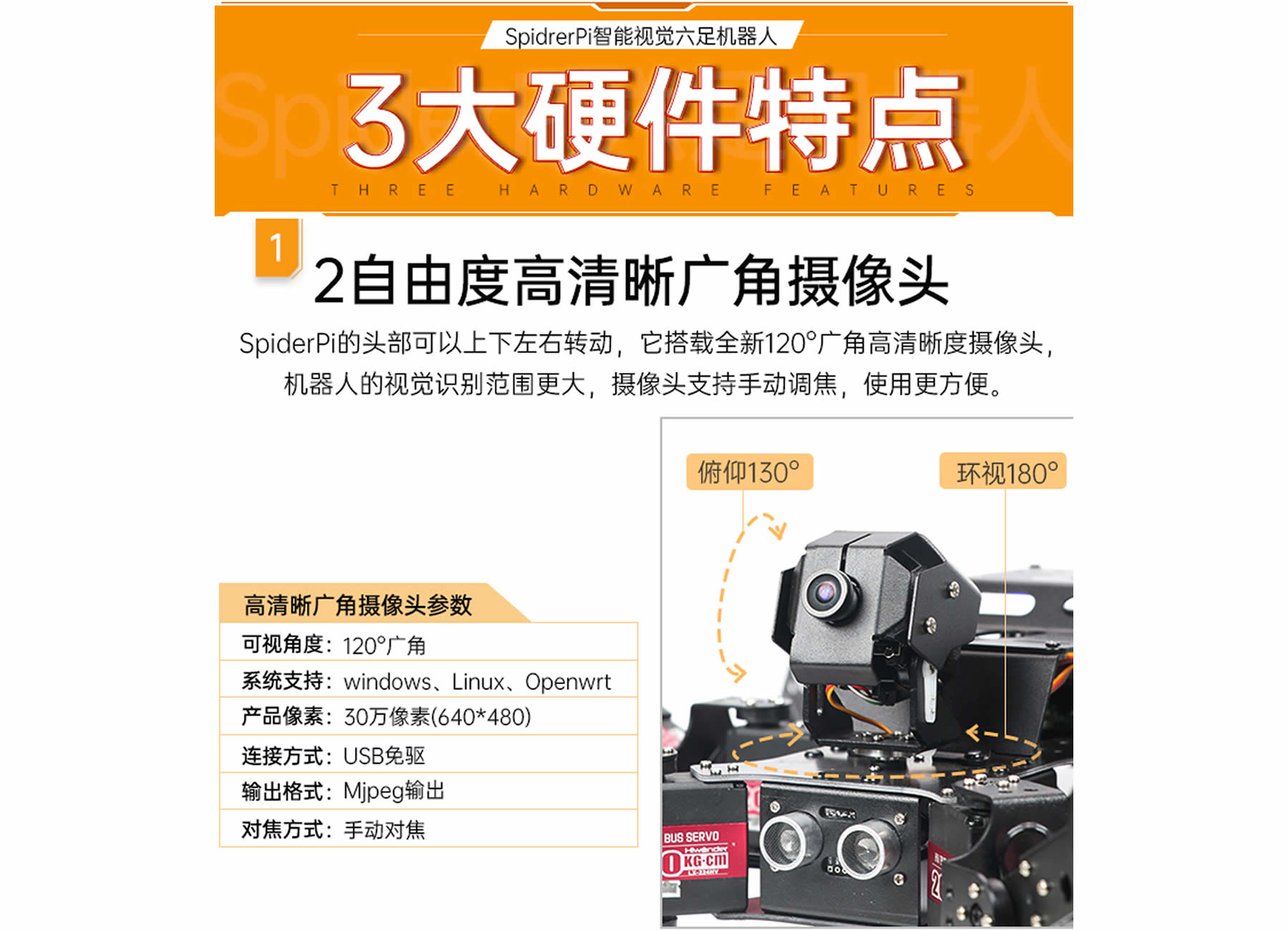 SpiderPi 智能視覺六足機(jī)器人